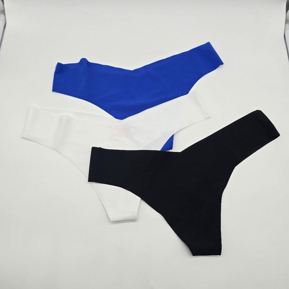 Commando Thong 3-Pack Women’s M/L Black White Blue Seamless No-Show USA NWOT - Picture 4 of 15